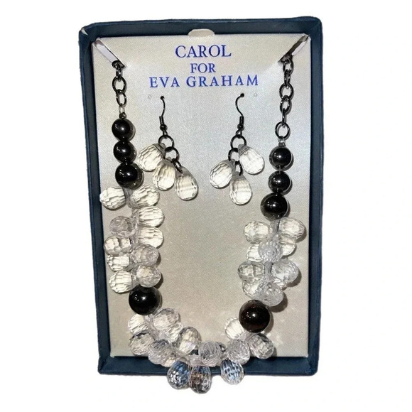 CAROL For Eva Graham Necklace And Earrings Set Dangle Beads New In Box - Picture 2 of 5